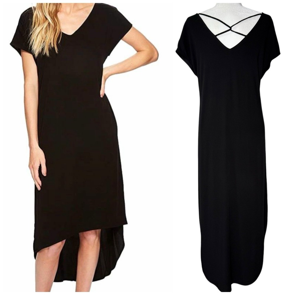 Michael Stars Dress XS Rayon Cross Back High Low Minimalist‎ Beach Oversized Fit